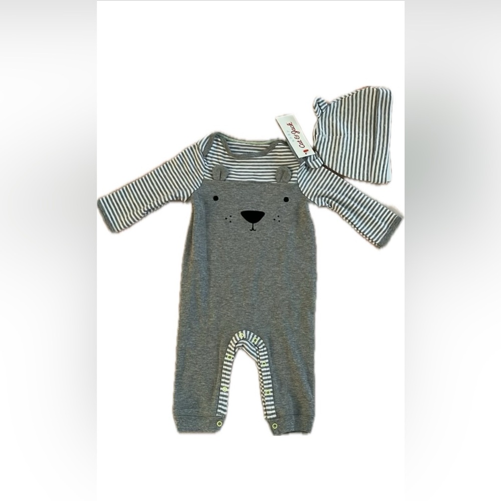 Cat and Jack NWT teddy romper with hat.